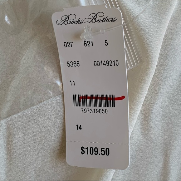 Brooks Brothers Georgette Bow-Neck Blouse Women’s 14 Ivory Button Up Top NWT - Picture 8 of 10